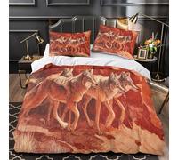 kaiyun Loup Courant dans Le désert de Red Rock Housse De Couette Ado Adulte avec Taie d'oreiller,3 Pièces Parure De Lit en Microfibre 3D Imprimé Motif Super King(260x220cm)