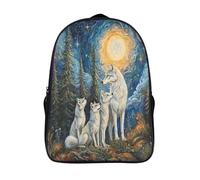 kaiyun Loup Family And Arbres Sac À Dos Enfant Fille Peinture d'arrière-plan céleste Garçons Adolescents Primaire Avec Boucle De Réglage Cartables Scolaires 16 inch