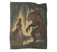 kaiyun Loup-Garou ou bête Sauvage Plaids Doux Et Chauds Jeune Roux-Haired Woman Couverture Imprimée pour Lits Et Canapés 40x50inch(100x130cm)