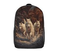 kaiyun Loups arctiques Sac À Dos Cartable Faune sauvage Forest Scene BackpacK Scolaire Enfants Portable Léger Et Design Respirant Unisexe 17inch College Pack