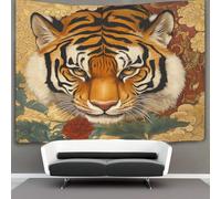 kaiyun Lucky Tigre Tapisserie Murale À Suspendre, Impression d'art Pour Décoration De Chambre À Coucher,fête D'anniversaire Ou Toile De Fond De Jardin 180cmx230cm