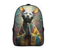 kaiyun Magnifique chat sans poils Sacs À Dos,Thème asiatique Contexte Cartable Avec Boucle De Réglage Pour Garçons Et Filles,16 inch Léger Décontracté Sac De Voyage