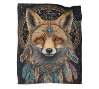 kaiyun Magnifique Renard Est Douce,Confortable Et Chaude, Couverture Jetée Motif 3D Gorgeous DreamChatcher Headdress,Le Lit Adapté Aux Adultes Et Aux Adolescent 60x80inch(150x200cm)