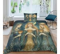 kaiyun Magnifique Sorcière des Mers Literie Parure De Lit en en Microfibre avec Housse De Couette en 3D Saint Graal doré Imprimé 3 Pièces avec Single（135x200cm）