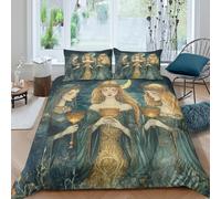 kaiyun Magnifique Sorcière des Mers Parure De Lit avec Taie d'oreiller 3D en Microfibre Housse De Couette Parure De Lit Saint Graal doré Motif,pour Adultes Enfants Filles Garçon Double（200x200cm）
