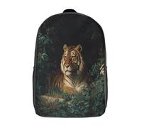 kaiyun Magnifique tigre du Bengale couché dans une végétation sombre Sacs À Dos Étudiant Cartables Scolaires 3D Imprimé Sacs D'école Pour Garçons Filles 17inch