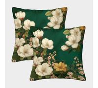 kaiyun Magnolia Blanc, Hibiscus Jaune, Fleurs Sauvages Housse De Coussin 50x50cm Paquet De 2 Taies d'oreiller Décorative Adaptée Au Lit,Voiture,canapé,Jardin