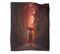 kaiyun Maiko se promenant dans la bambouseraie d'Arashiyama, Kyoto Imprimée Moelleuse,Douce Et Couverture en Peluche Adaptée Au Canapé-lit 50x60inch(127x152cm)