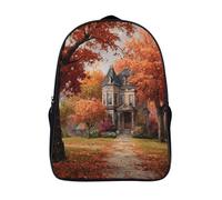 kaiyun Maison de style victorien Cartable À Dos Enfant École Fille Garçon Collége Sac De Voyage Feuilles d'automne Léger Sac D'école Scolaires 16 inch