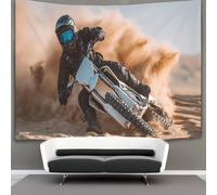 kaiyun Man Riding Off-road Motorcycle Lying on His Side on The Desert Floor Tapisserie Suspendu Au Mur Chambre À Coucher,salon,dortoir,esthétique,décoration Murale 70cmx100cm