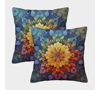 kaiyun Mandalas,Arc-en-Ciel Colors Taies d'oreiller Décoratives Motifs Adaptés À La Maison,au Bureau,au Canapé,à La Voiture,au Jardin 50x50cm Paquet De 2