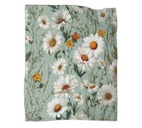 kaiyun Marguerites et Fleurs Sauvages sur Fond Vert pâle et Doux Est Douce,et Chaude, Couverture Jetée Motif 3D,Le Lit Adapté Aux Adultes Et Aux Adolescent 40x50inch(100x130cm)