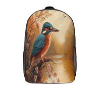 kaiyun Martin-pêcheur perchéSacs À Dos Pour Enfants École,Style de peinture naturaliste Grande Capacité Adolescents Sac À Garçons Filles Voyage 17inch