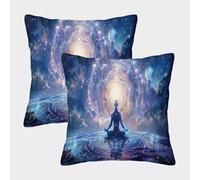 kaiyun Méditation Taies d'oreiller Décoratives UniversMotifs Adaptés À La Maison,au Bureau,au Canapé,à La Voiture,au Jardin 50x50cm Paquet De 2
