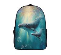 kaiyun Mère baleine à bosse et son baleineau Sacs À Dos,3D Imprimé Étudiant Cartable Garçons Filles Livre Sac Pour Maternelle Ou Primaire 16 inch