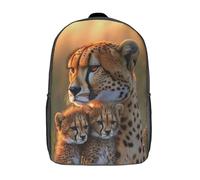 kaiyun Mère guépard Sac À Dos,Sac Scolaire Enfant Ado Camping,Voyage Cartable Scolaire,Scène naturaliste de faune sauvage Sacs Scolaires,17inch