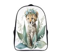 kaiyun Mignon Guépard Cartable Tulip And Lily of The Vallée Flower Crown Imprimé 3D Sac À Dos Pour Ordinateur Portable Unisexe Pour Enfants/étudiants/Adultes 16 inch
