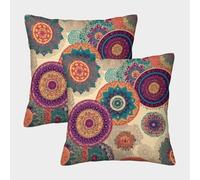 kaiyun Modèle de Mandala circulaireTaies d'oreiller 40x40cm Paquet De 2,Décoratives pour Salon,Chambre À Coucher,canapé Housses De Coussin