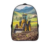 kaiyun Moissonneuse-batteuse Sac A Dos Scolaire,Vert Ferme Paysage Voituretable Fille Garçons Enfant,Adolescent Loisir Voyage Utilisation Quotidienne 16 inch