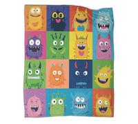 kaiyun Monstres de Dessin animé Mignons Jeté À Motifs pour Camping en Plein Air,Chaud Visages Heureux Jeté Léger pour Canapé-lit 60x80inch(150x200cm)