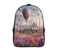 kaiyun Montagnes de Nouvelle-Zélande, montgolfières, tulipes, architecture Sac À Dos,Sac Scolaire Enfant Ado Camping,Voyage Cartable Scolaire, Sacs Scolaires,39x29x16cm