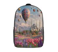 kaiyun Montagnes de Nouvelle-Zélande, montgolfières, tulipes, architecture Sac A Dos Scolaire, Cartable Fille Garçons Enfant,Adolescent Loisir Voyage Utilisation Quotidienne 17inch