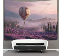 kaiyun Montgolfières, champs de lavande en Provence Tapisserie, À Suspendre Au Mur,Décoration Murale Pour Chambre Dortoir Fête 180cmx230cm