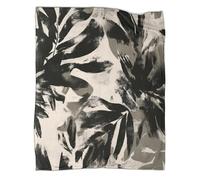 kaiyun Motif Abstrait de Feuilles Tropicales Noires Couverture Super Douce,légère,Chaude Et Confortable pour Canapé De Voyage,50x60inch(127x152cm)