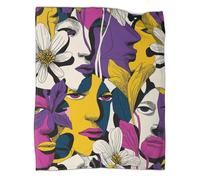 kaiyun Motif Floral intégrant la Silhouette d'un Visage Humain Édredon | Couverture De Canapé | Housse De Voyage Douce Et,80x90inch(200x230cm)