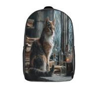 kaiyun Mottled Calico Chat Sac À Dos Rebord de fenêtre du bureau du sorcier Cartable Scolaire Boucle De Réglage Sac A Dos Filles Garçons Pour Enfants Mignon Sac Scolaire 17inch