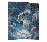 kaiyun Mystérieux léopard des neiges dans la Neige Est Douce,Confortable Et Chaude, Couverture Jetée Motif 3D,Le Lit Adapté Aux Adultes Et Aux Adolescent 40x50inch(100x130cm)