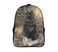 kaiyun Noble chat noir à poils longs Sac A Dos Scolaire,Livre d'alchimie ouvert Cartable Fille Garçons Enfant,Adolescent Loisir Voyage Utilisation Quotidienne 16 inch