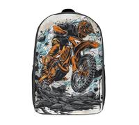 kaiyun Off-road Motorcycle Speeding on Volcanic Black Sand Cartable Imprimé 3D Sac À Dos Pour Ordinateur Portable Unisexe Pour Enfants/étudiants/Adultes 17inch