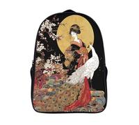 kaiyun Oiran japonais Sac À Dos Enfants - Garçons Filles White Paon in The Cherry Blossoms Cartable Scolaire Adolescents Bon Pour L'école Et Les Voyages 16 inch