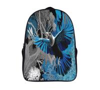 kaiyun Oiseaux brillants volant à la cime des arbres Sac À Dos Enfant,Léger Mignon Cartable Garçons Filles Étudiant Utilisation Quotidienne Black White And Blue Sac 16 inch