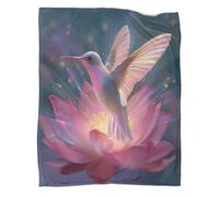 kaiyun Oiseaux et Fleurs de Lotus 3D Literie Couverture De Lit en Peluche Imprimée Numérique pour Garçons Et Filles 40x50inch(100x130cm)