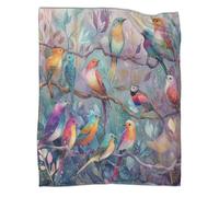 kaiyun Oiseaux Magiques perchés sur Les Branches d'arbres Couverture en Velours Imprimée 3D Douce Et Confortable pour Adolescent Et Adultes Adaptée Au Lit Et Au Canapé 80x90inch(200x230cm)
