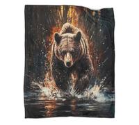 kaiyun Ours en Mouvement - Couverture Chaude Polyvalente pour Canapés,Peinture d'animal Sauvage Édredon De Lit De Voyage Douce Et,80x90inch(200x230cm)