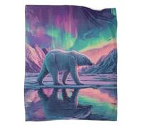 kaiyun Ours Polaire en Marche,Nouvelle Couverture De Dortoir Paysage Arctique Fantastique,Douce,Moelleuse,Quatre Saisons,70x80inch(180x200cm)
