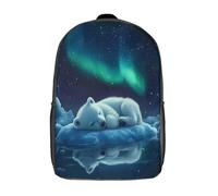 kaiyun Ours polaire Sleeping Sacs À Dos Pour Étudiant,Mignonne Scène nocturne arctique Décontracté Pour Garçons Filles Cartable Scolaire 17inch