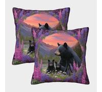 kaiyun Ourse et Ses Deux oursons, Fond de Coucher de Soleil Housse De Coussin, Taie d'oreiller,Confortable Et Durable Maison Salon Chambre Décoration De La Imprimée,50x50cm Paquet De 2