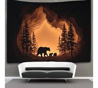 kaiyun Ourse et ses oursons, grotte faiblement éclairée Tenture Murale Tapisserie, Décoration Murale,art Mural Au Plafond 100cmx150cm