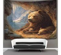 kaiyun Ourse se reposant dans une grotte avec ses deux oursons Murale À Suspendre, Tapisserie Esthétique,pour Chambre Dortoir Fête Décoration De La Maison Pour Le Salon 130cmx150cm