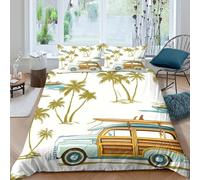 kaiyun Palmier Parure De Lit Housse 3 Pièces with Brown Rayures on The Body en Microfibre avec Taies d'oreiller De Couette Imprimé pour Enfants Adolescents King(220x240cm)
