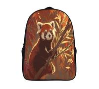 kaiyun Panda roux assis sur une branche, arrière-plan de forêt d'automne Sac A Dos Scolaire, Cartable Fille Garçons Enfant,Adolescent Loisir Voyage Utilisation Quotidienne 16 inch