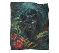kaiyun Panthère Noire dans la Jungle Édredon | Style Art Animalier Sauvage Couverture De Canapé | Housse De Voyage Douce Et,50x60inch(127x152cm)