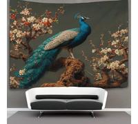 kaiyun Paon Perched on An Ancient Apricot Tree Tapisserie Chambre Esthétique - Murale Indépendante Décoration De Salle Couvre-lit Tenture Murale, Art Mural 130cmx150cm
