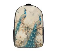 kaiyun Paons Sac A Dos Ecole Primaire,Sac À Dos Pour Enfants - Style Peinture florale artistique Sac De Livre D'école Adolescents Con Boucle De Réglage 17inch
