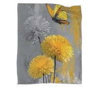 kaiyun Papillon Jaune Plaids Doux Et Chauds Design Floral Artistique Couverture Imprimée pour Lits Et Canapés 60x80inch(150x200cm)
