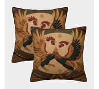 kaiyun Paquet De 2 40x40cm Housse De Coussin Deux coqs Qui se Battent Motif Décorative Canapé Taie d'oreiller Carrée Adaptée pour Lit Voiture Maison